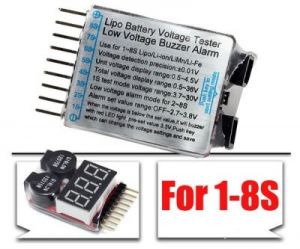 Tester z alarmem pakietów LiPo 1-8S